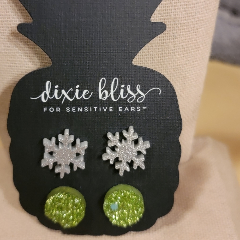 NWT, Winter snowflake & druzy earrings